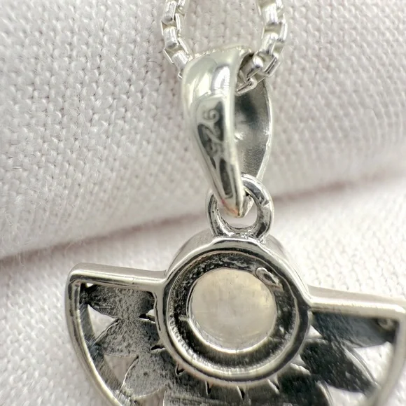 Genuine Rainbow Moonstone .925 Sterling Silver Necklace - Picture 11 of 14